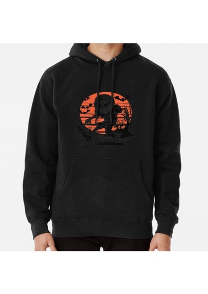 Unisex American Football Skeleton Halloween Men Boys Football Fans Baskılı Sweatshirt