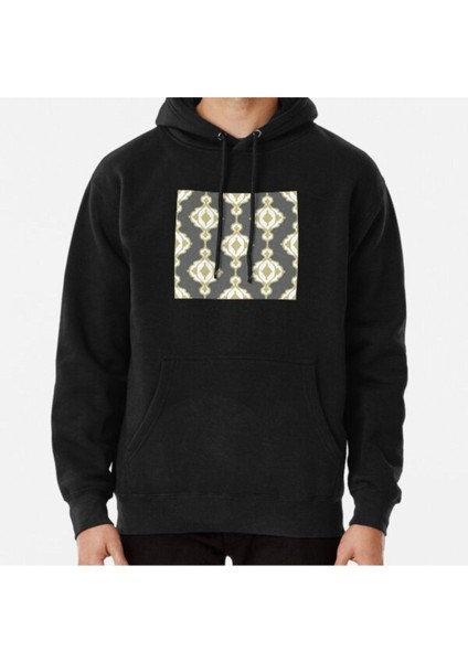 Unisex Dacha Arabesque Pattern Slate, Snow, Gold Baskılı Sweatshirt