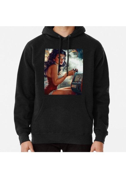 Unisex Pinup Girl Gamer Baskılı Sweatshirt