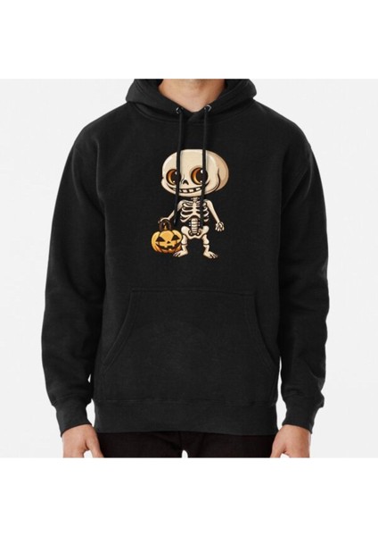 Unisex Cute Skeleton Kawaii Halloween Skull Baskılı Sweatshirt