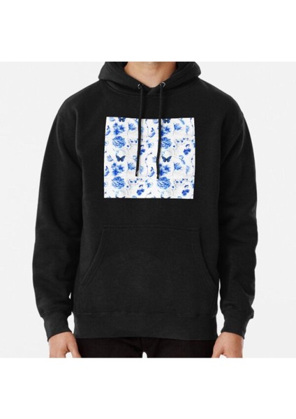 Unisex Blue Pattern Design Baskılı Sweatshirt