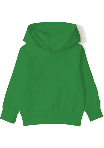 Unisex Çocuk Siyah Kapşonlu Içi Polarlı Örme Kalın Sweatshirt