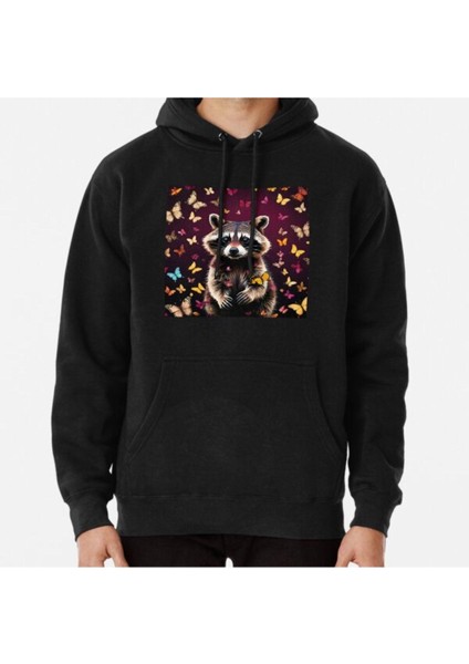 Unisex Cute Animals. Raccoon And Evening Miracle. Baskılı Sweatshirt