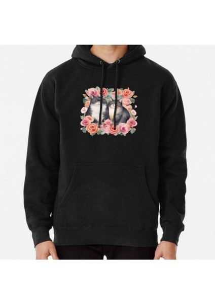Unisex Kitty Love In A Rose Garden Cat Lovers Design Baskılı Sweatshirt
