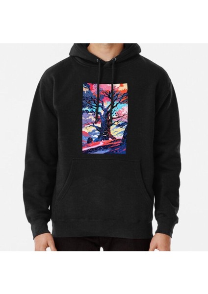 Unisex Gnarly Tree Illustration Bold Colors Surreal Atmosphere Baskılı Sweatshirt