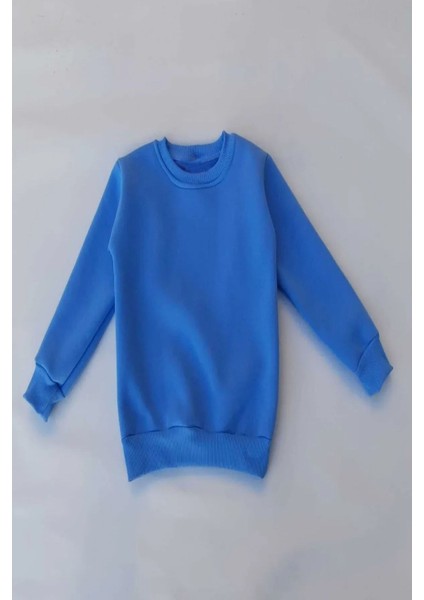 Unisex Çocuk Sarı Basic Içi Polarlı Örme Kalın Sweatshirt