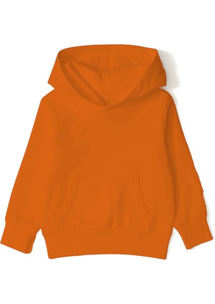 Unisex Çocuk Siyah Kapşonlu Içi Polarlı Örme Kalın Sweatshirt