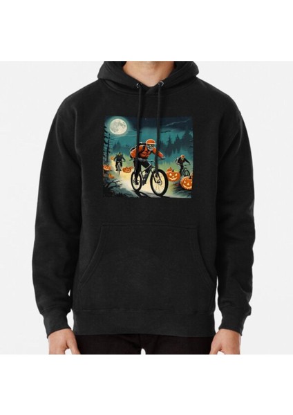 Unisex Skeleton Shreds The Trails On Mtb Ride Baskılı Sweatshirt