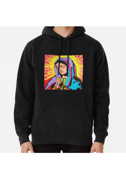 Unisex Our Lady Of Guadalupe Paint Splatter Baskılı Sweatshirt