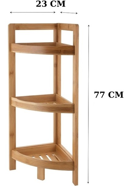 3 Katlı Bambu Köşe Rafı Banyo Mutfak Balkon Çiçek Düzenleyici Bambu Raf