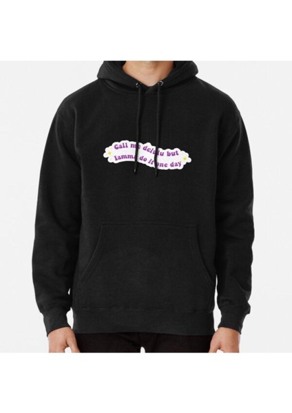 Unisex Call Me Delulu Purple With Stars Baskılı Sweatshirt