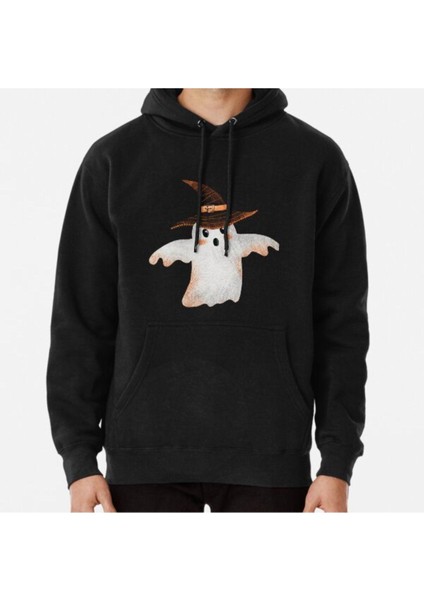 Unisex Cute Ghost Witch Baskılı Sweatshirt