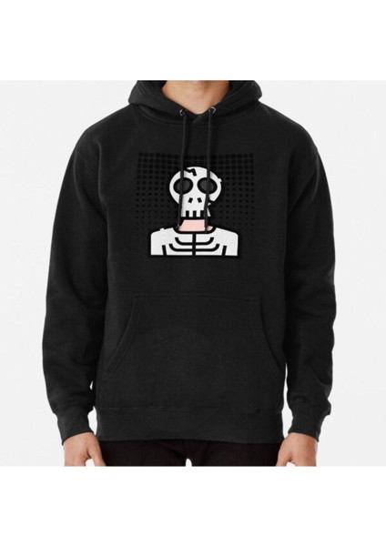 Unisex Skull Mask Cartoon Drawing Baskılı Sweatshirt