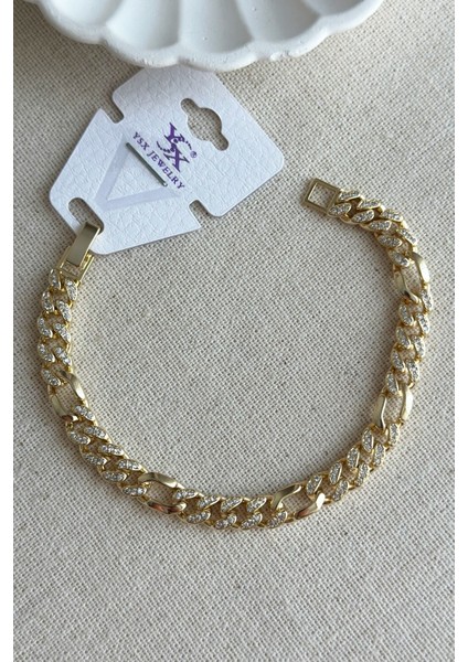 Moda Caprea Caprea 18 cm Ysx Pirinç Chain Kadın Gold Bileklik Kararmaz Kadın Bileklik