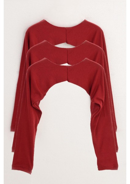 Pınkmark Kadın Içe Giyilen Tesettür Bordo 3 Lü Paket Bolero Bluz Kolluk MCPMBL25650