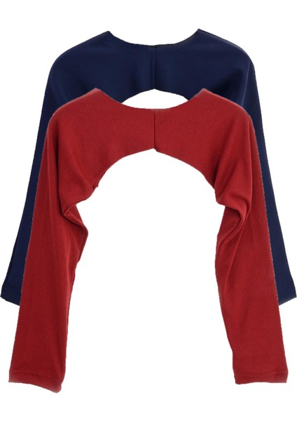 Pınkmark Kadın Içe Giyilen Tesettür Lacivert Bordo 2 Li Paket Bolero Bluz Kolluk MCPMBL25624