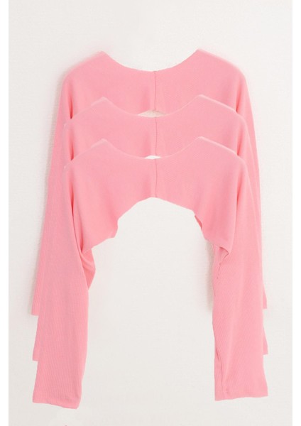 Pınkmark Kadın Içe Giyilen Tesettür Pembe 3 Lü Paket Bolero Bluz Kolluk MCPMBL25653