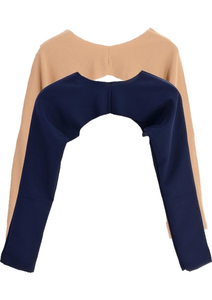 Pınkmark Kadın Içe Giyilen Tesettür Bej Lacivert 2 Li Paket Bolero Bluz Kolluk MCPMBL25616