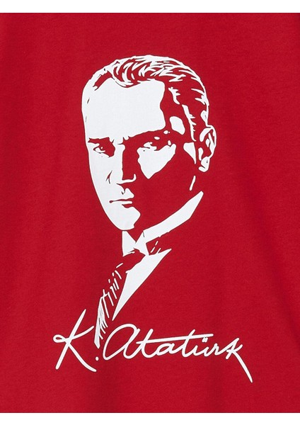Bisiklet Yaka Atatürk Baskılı Kısa Kollu Erkek Çocuk Tişört fiyatları