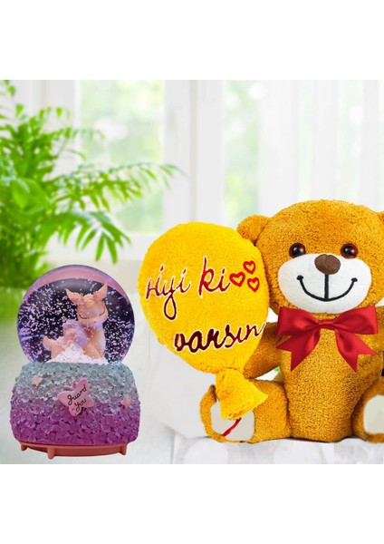 Iyi Ki Varsın Balonlu Peluş Ayıcık & Sevimli Dostlar Temalı Orta Boy Işıklı Müzikli Kar Küresi
