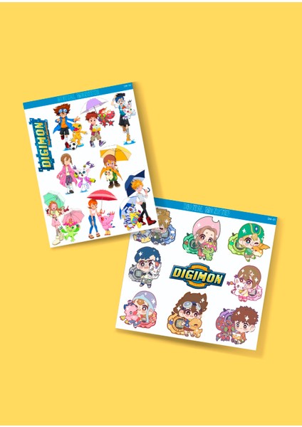 Digimon - Digital Monster Anime 2li Sticker Set Telefon-Laptop Süsleme-Ödül Çıkartmaları modelleri