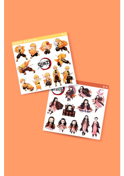 Zenitsu Agatsuma-Nezuko Kamado-Demon Slayer - 2li Sticker Set - Parlak Kağıt - Başarı Çıkartmaları- Süsleme Etiket fiyatları