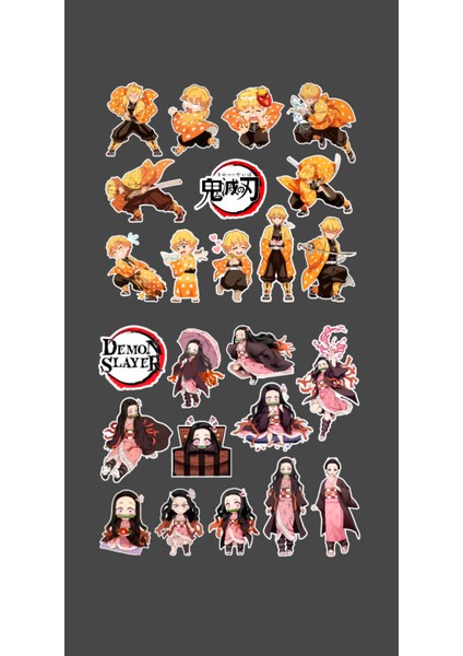 Zenitsu Agatsuma-Nezuko Kamado-Demon Slayer - 2li Sticker Set - Parlak Kağıt - Başarı Çıkartmaları- Süsleme Etiket modelleri