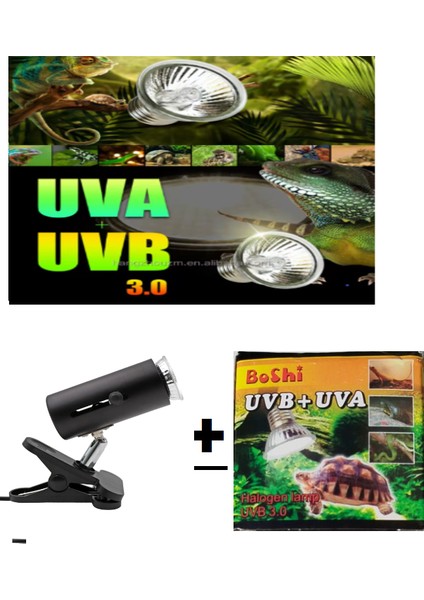 Mandallı Dimmer Özellikli Lamba Tutucu Sürüngen Isıtma Uva-Uvb 75 W Lamba Dahil