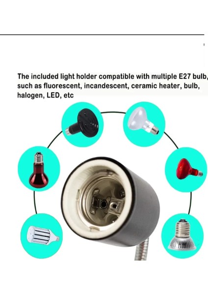Mandallı Dimmer Özellikli Lamba Tutucu Sürüngen Isıtma Uva-Uvb 75 W Lamba Dahil