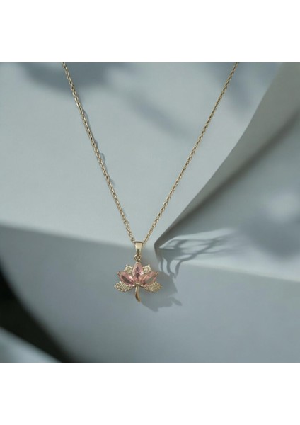 Pembe Lotus Çiçeği Kolye