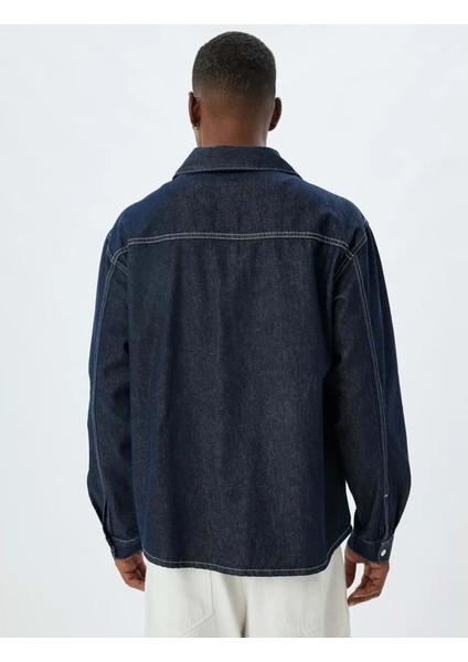 Kot Gömlek Ceket Oversize Cep Detaylı Pamuklu - Koton - 5WAM50011ID - Koyu Indigo - M fiyatları
