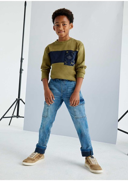 Kışlık Erkek Çocuk Denim Kargo Pantolon - Mavi fırsatları