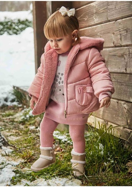 Kışlık Kız Bebek Çift Taraflı Mont