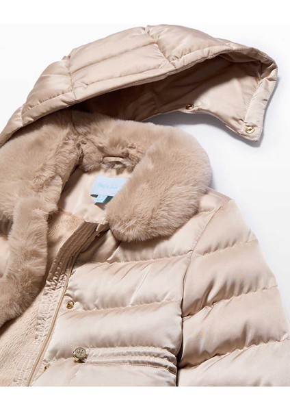Kışlık Kız Çocuk Saten Mont - Bej indirimleri