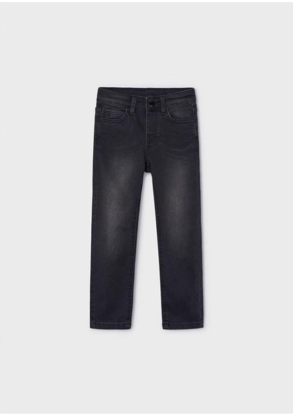 Kışlık Erkek Çocuk Denim Slim Pantolon - Siyah