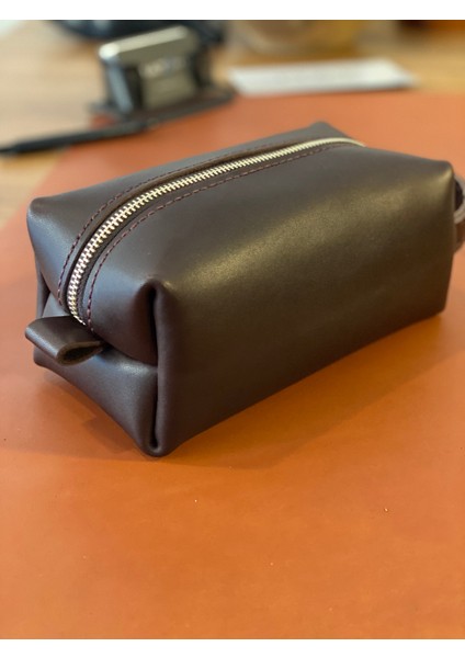 Erkek El Çantası Siyah Hakiki Deri El Yapımı Seyahat ve Kozmetik Çantası indirimleri