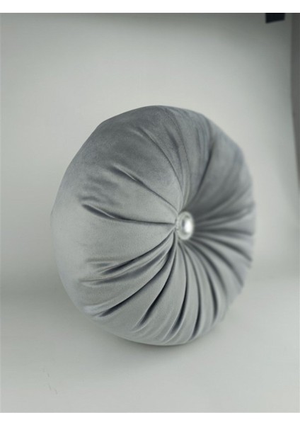 Lux Kadife Yuvarlak Taşlı Yastık Gri fiyatları