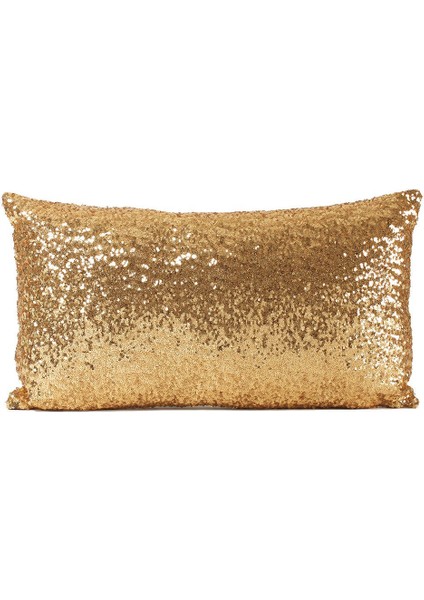 Altın (Gold) Payetli Pullu Dikdörtgen Kırlent Kılıfı, 33 X57 Cm 1 Adet Yılbaşı, Iskandinav