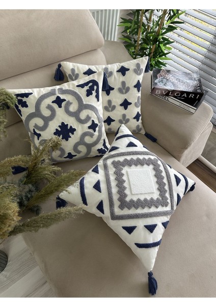 Punch Nakışlı 3 Adet Kırlent Kılıfı