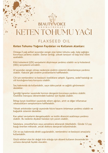 Saf Keten Tohumu Yağı - Damlalıklı Şişe 100 ml