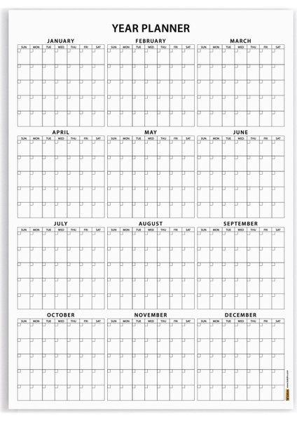 Amerikan Standardı Zamansız Yıllık Planlayıcı Takvim indirimleri