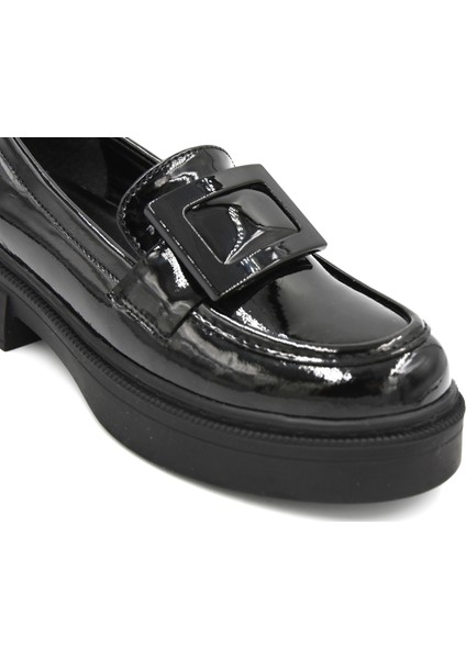 Termo Kaymaz Taban Günlük Kadın Loafer Ayakkabı Rugan Siyah fırsatları