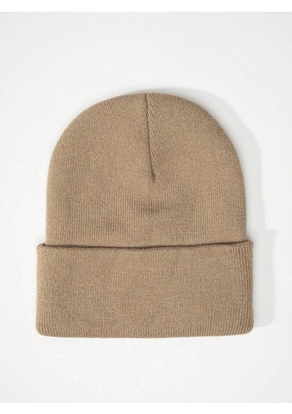 ( 1 Adet ) Unisex Katlamalı Bere. Vizon Renk Bere
