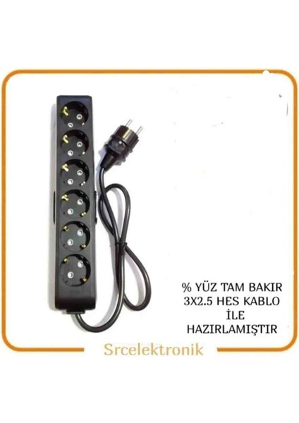 Multi-Let 6'li 12 ile 40 Metre Arası Topraklı Çocuk Korumalı Uzatma Seyyar Uzatma Seyyar Kablo