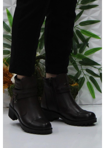 42836 Kahve Orijinal Deri Içi Kürklü Kaymaz Taban Kadın Bot fiyatları