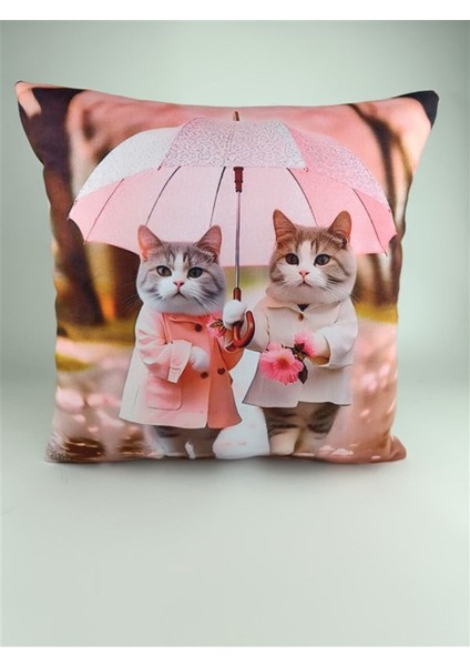 Kedi Desenli Kırlent Kılıfı -99