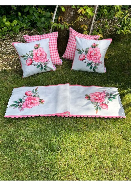 Pink Rose & Ekose Yastık Kılıfı 4'Lü fiyatları
