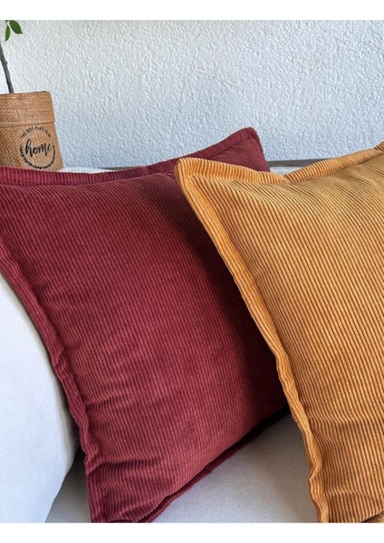 Kiremit Corduroy Kare Kırlent Kılıfı Fitilli Kadife 43 X 43 Cm, Iskandinav , Bohem , Yumuşak Dokulu fırsatları