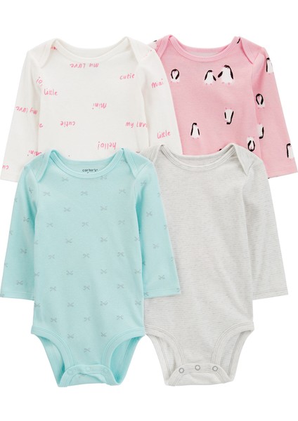 Kız Bebek Uzun Kollu Body Set 4'lü Paket