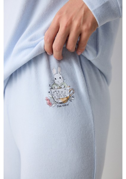 Lazy Weekend Açık Mavi Pantolon Pijama Takımı